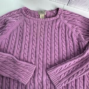 Vintage LL Bean 100% Cotton Sweater Cable Knit Fisherman Pink Women’s XL